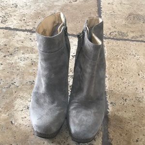 Nine West suede booties with snake accent